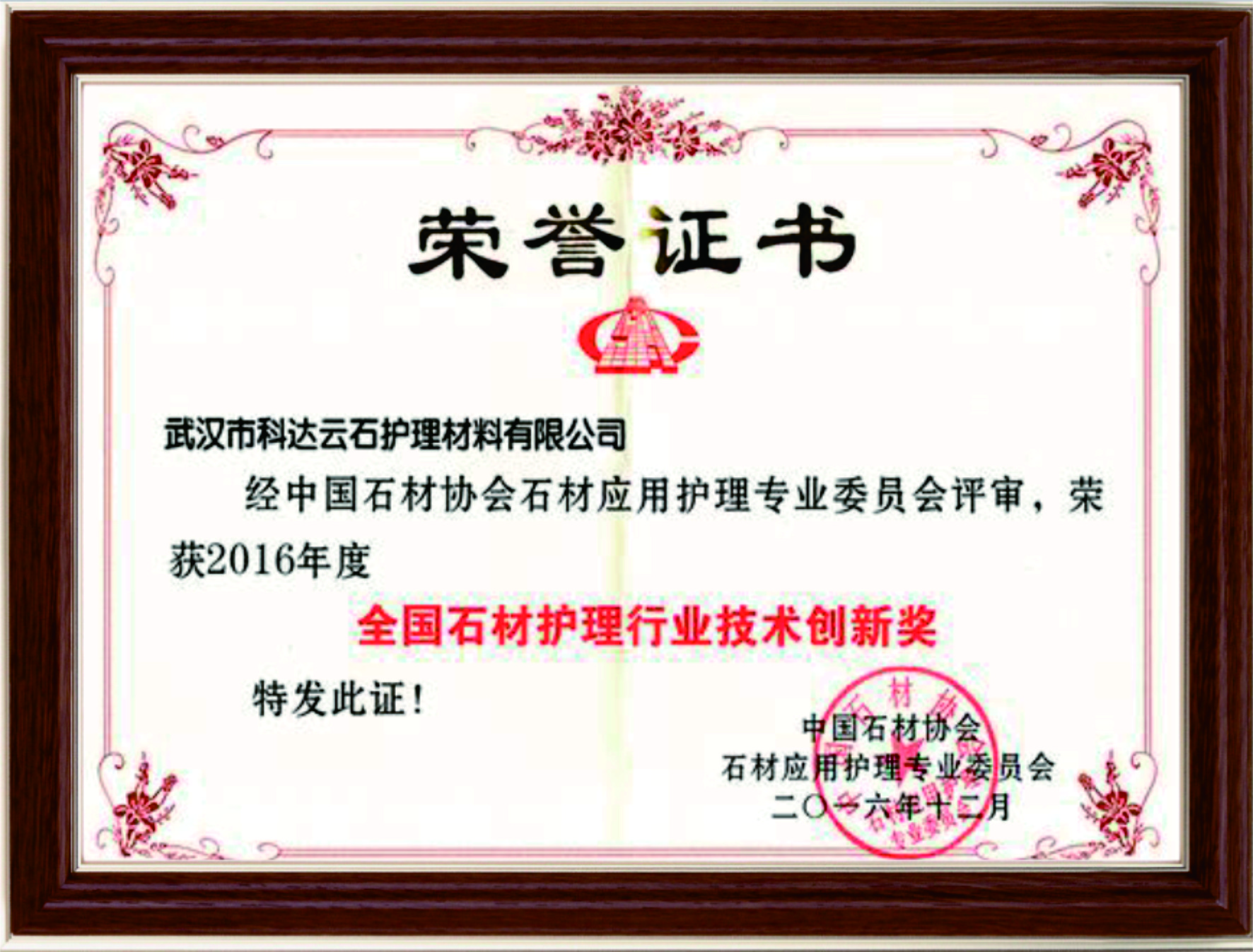 National Stone Care Industry Technology Innovation Award